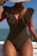 Brown Sexy Solid Patchwork Backless Swimwears (With Paddings)