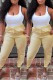 Yellow Fashion Casual Solid Basic Regular High Waist Trousers