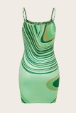 Pink Sexy Print Backless Spaghetti Strap Sleeveless Dress Dresses