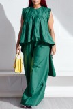 Red Casual Solid Patchwork O Neck Sleeveless Two Pieces