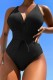 Black Sexy Solid Backless Cross Straps Swimwears (With Paddings)