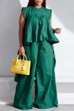 Red Casual Solid Patchwork O Neck Sleeveless Two Pieces