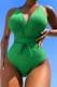 Green Sexy Solid Backless Cross Straps Swimwears (With Paddings)