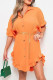 Orange Casual Solid Patchwork Turndown Collar Shirt Dress Dresses