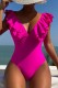 Rose Red Sexy Solid Patchwork Backless Swimwears (With Paddings)