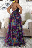 Red Sexy Print Patchwork Spaghetti Strap A Line Dresses