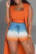 Orange Red Casual Print Basic O Neck Sleeveless Three Piece Set