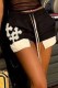 Black Street Print Patchwork Mid Waist Straight Bottoms