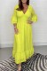 Yellow Casual Solid Patchwork V Neck Long Dress Dresses