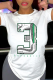 White Casual Street Print Patchwork O Neck T-Shirts