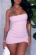 Pink Sexy Solid Backless Strapless Wrapped Skirt Dresses