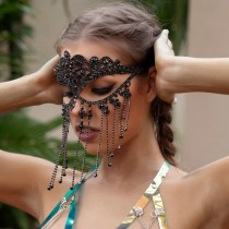 Black Party Patchwork Rhinestone Tassel Chains Accessories