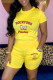 Yellow Casual Print Basic O Neck Short Sleeve Two Pieces