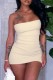 Apricot Sexy Solid Backless Strapless Wrapped Skirt Dresses