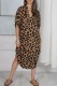 Camel Casual Print Leopard Patchwork V Neck Printed Dress Dresses