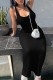 Black Sexy Casual Solid Basic U Neck Vest Dress Dresses