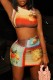 Red Sexy Print Hollowed Out Backless Asymmetrical O Neck Sleeveless Dress Dresses