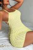 Pink Sexy Solid Bandage Backless Spaghetti Strap Sleeveless Dress Dresses