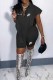 Black Casual Print Letter Asymmetrical Turndown Collar Sleeveless Two Pieces