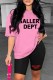 Pink Casual Print Letter O Neck Short Sleeve Two Pieces