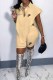 Khaki Casual Print Letter Asymmetrical Turndown Collar Sleeveless Two Pieces