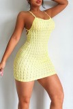 Pink Sexy Solid Bandage Backless Spaghetti Strap Sleeveless Dress Dresses
