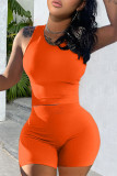 Rose Red Casual Sportswear Solid Patchwork O Neck Two Pieces