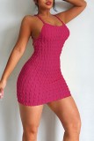 Pink Sexy Solid Bandage Backless Spaghetti Strap Sleeveless Dress Dresses