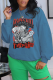 Blue Street Vintage Print Patchwork O Neck Tops