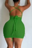 Pink Sexy Solid Bandage Backless Spaghetti Strap Sleeveless Dress Dresses