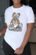 White Street Cute Print Patchwork O Neck T-Shirts