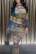 Blue Elegant Print Patchwork O Neck One Step Skirt Dresses