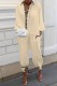 Apricot Casual Print Patchwork Turndown Collar Long Sleeve Two Pieces
