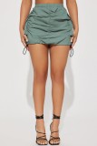 Sky Blue Casual Solid Basic Regular High Waist Conventional Solid Color Skirt