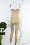 Black Sexy Solid Backless Strapless Skinny Jumpsuits
