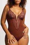 Brown Red Sexy Solid Patchwork Backless Bustiers