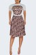 Khaki Casual Print Letter O Neck Short Sleeve Two Pieces