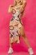 White Sexy Print Patchwork O Neck Irregular Dress Dresses