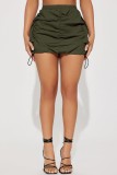 Khaki Casual Solid Basic Regular High Waist Conventional Solid Color Skirt