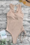 Black Sexy Solid Hollowed Out Frenulum Swimwears (With Paddings)