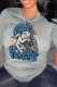 Grey Casual Street Print Patchwork O Neck Tops
