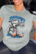 Grey Daily Cute Print Patchwork O Neck T-Shirts