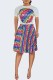 Multi-color Casual Print Letter O Neck Short Sleeve Two Pieces