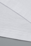 White Daily Print Patchwork O Neck T-Shirts
