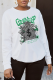 White Casual Street Print Patchwork O Neck Tops