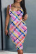 Pink Casual Print Basic U Neck Vest Dress Dresses