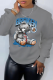 Grey Street Vintage Print Patchwork O Neck Tops