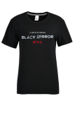 Black Daily Vintage Print Patchwork O Neck T-Shirts