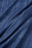Blue Sexy Solid Cross Straps Off the Shoulder One Step Skirt Dresses