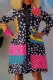 Black Casual Print Patchwork Turndown Collar Shirt Dress Dresses